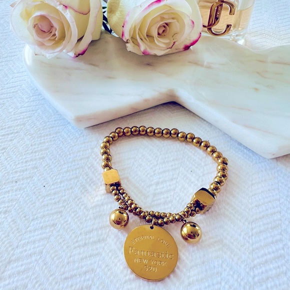 “Eternal Love” 18K Gold Stainless Steel “Coin”  Small Bracelet - Picture 4 of 6